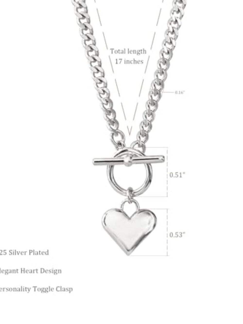 Necklace for Women Silver Plated Trendy Heart Choker  Hypoallergenic - Picture 3 of 5